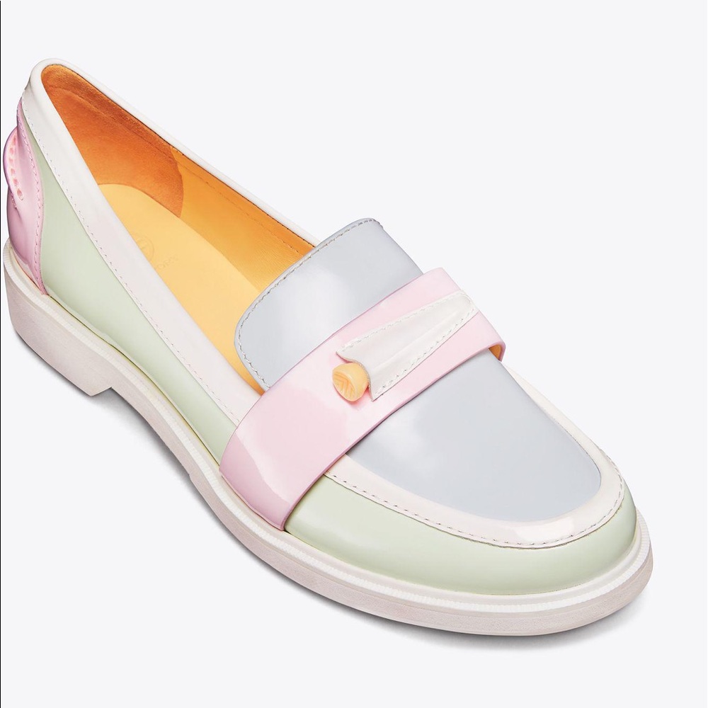 Tory Burch Color Block Pocket Tee Golf Loafer Flat - Picture 3 of 14